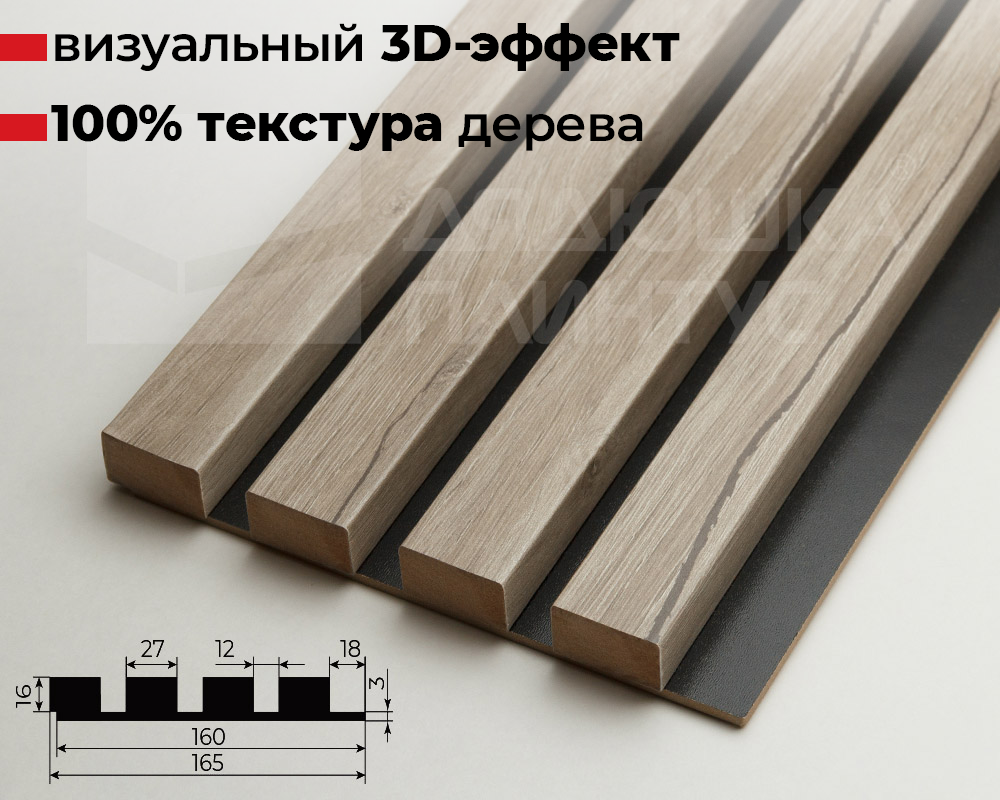 Панель МДФ 3D Лайн Модерн 165*2750мм. L03 Ель серебристая