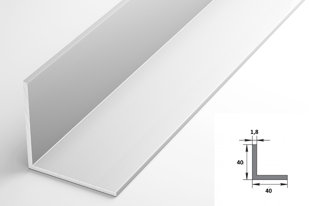 Уголок равнополочный 40х40 мм Уп 15.2000.501л Серебро