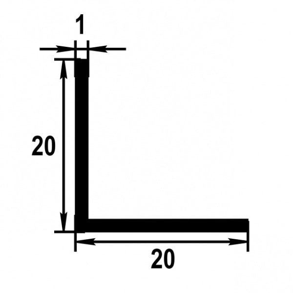 Уголок равнополочный 20*20 мм Уп 18.2000.542л Шампань. Цена за 5 штук.