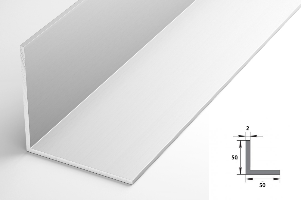 Уголок равнополочный 50х50 мм Уп 17.2000.501л Серебро