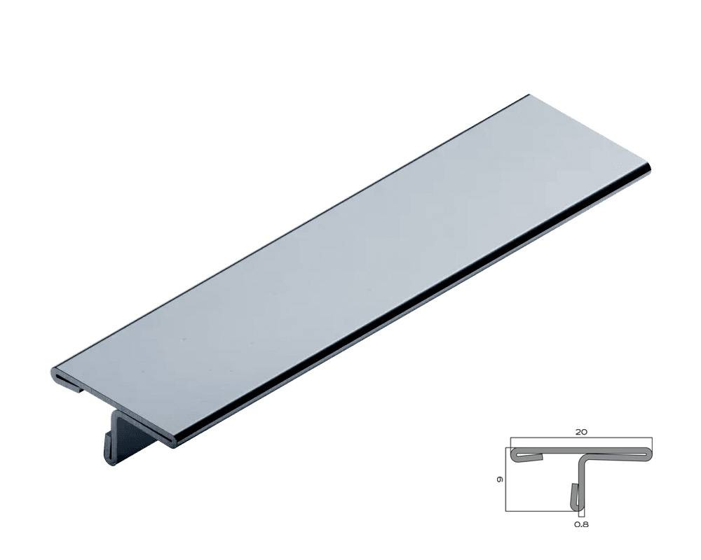 PVS91-03 Профиль Т-образный нержавеющая сталь Зеркальный 20мм х 2.7м