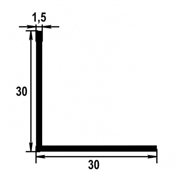 Уголок равнополочный 30х30 мм Уп 12.2000.502л Золото. Цена за 5 штук.