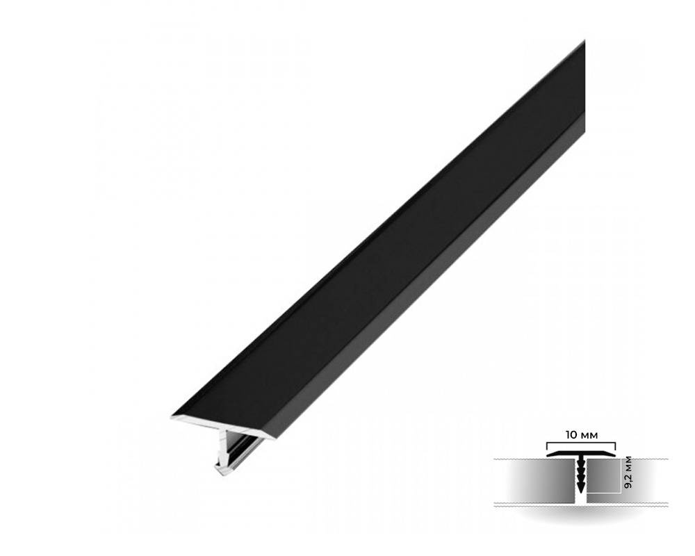 PV101-19 Профиль T-образный плоский BBL Черный блестящий 10мм х 2.7м