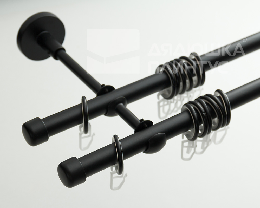 Карниз двухрядный кованый УЮТ D25мм 4,0м Черный