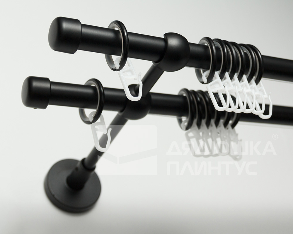 Карниз двухрядный кованый УЮТ D25мм 4,0м Черный