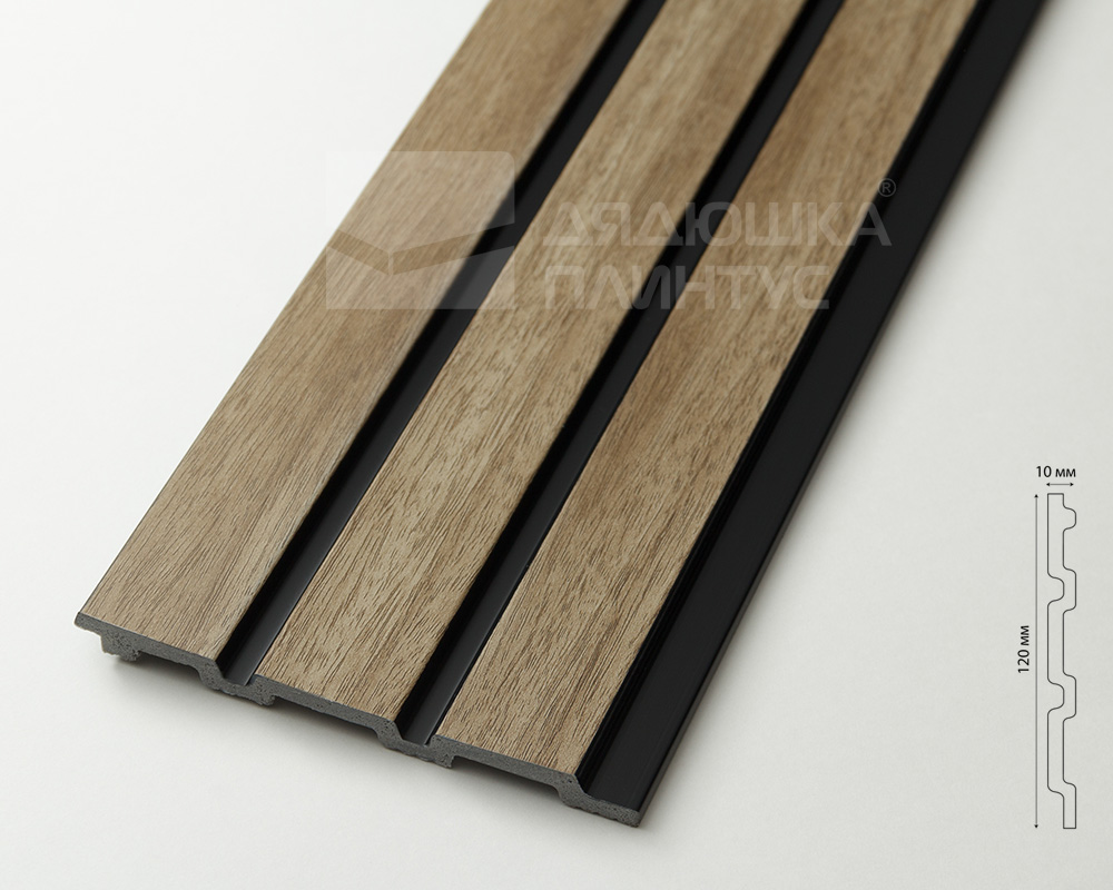 Панель вспененный полистирол ГРЕЙС 3D RAIL 120*2700 мм.  Кедр