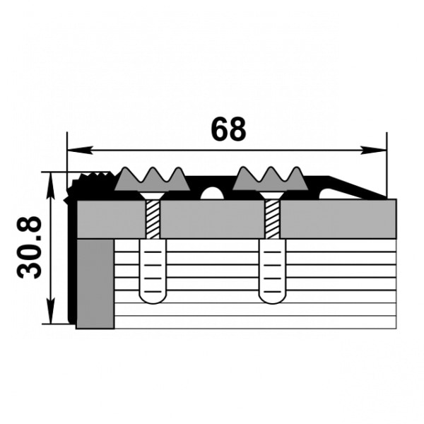 Порог угловой ПУ 07.2700.01лж. Серебро