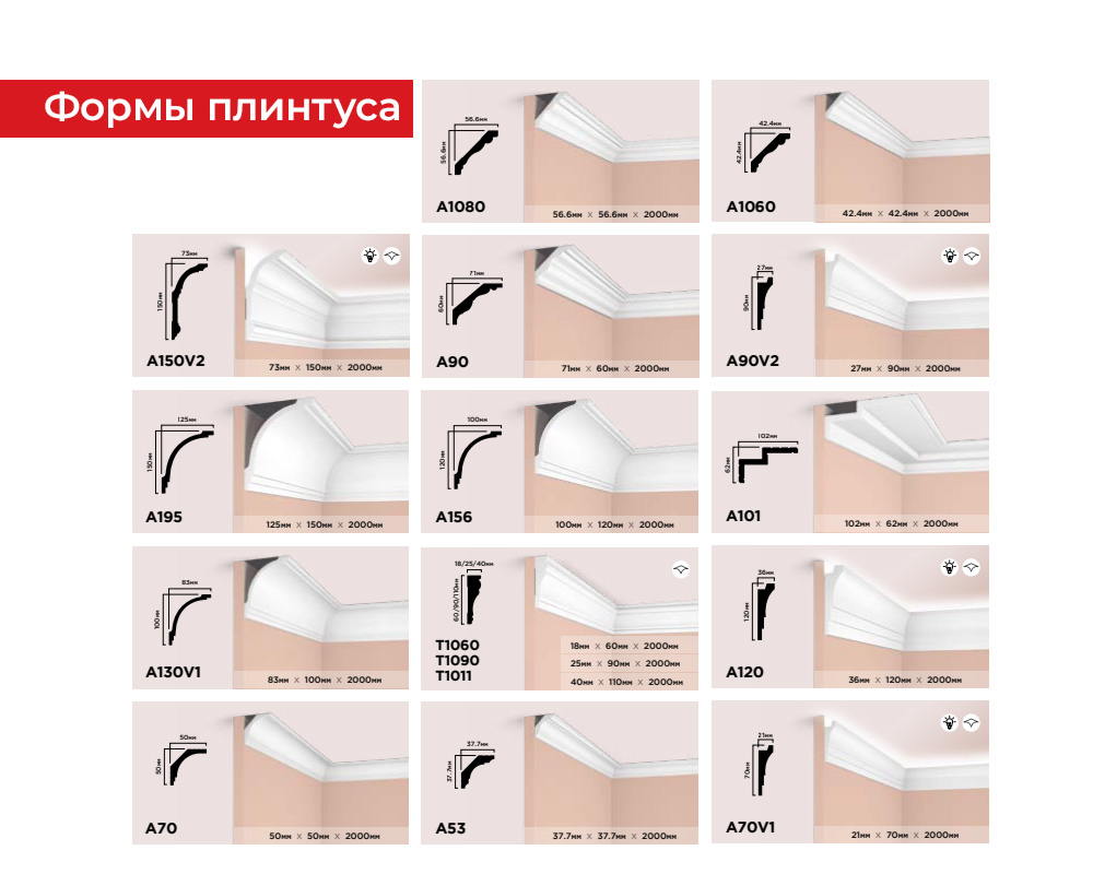 Плинтус потолочный из полистирола высокой плотности HI-WOOD A165L 165х62мм 2,0м
