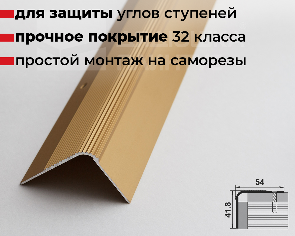 Порог угловой ПУ 02.2700.202л Золото