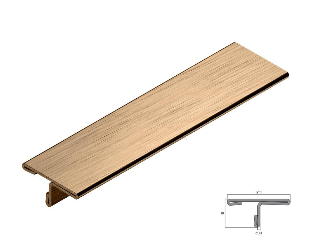 PVS91-04 Профиль Т-образный нержавеющая сталь Золото браш 20мм х 2.7м