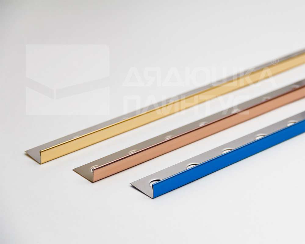 Профиль из нержавеющей стали L-образный Alumacer 10мм 2,6м Золото полированое