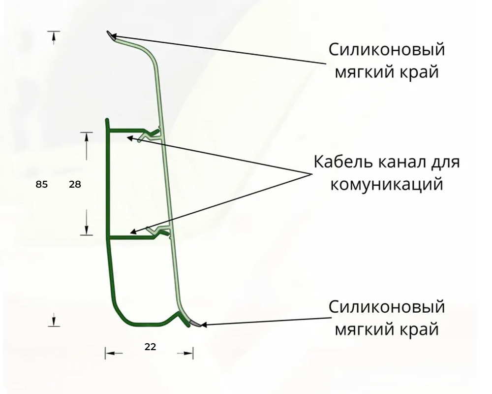 Плинтус ПВХ со съемной панелью Идеал Деконика 85мм 2,2м 211 Дуб рустик