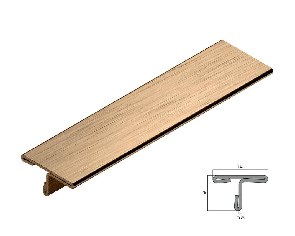 PVS90-04 Профиль Т-образный нержавеющая сталь Золото браш 14мм х 2.7м